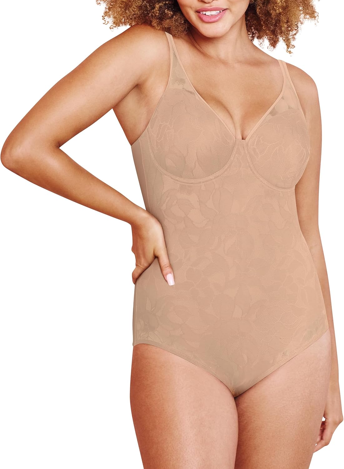 Bali Women’s Shapewear Body Shaper, Firm-Control Ultra-Light Lace Shapewear with Underwire Bra