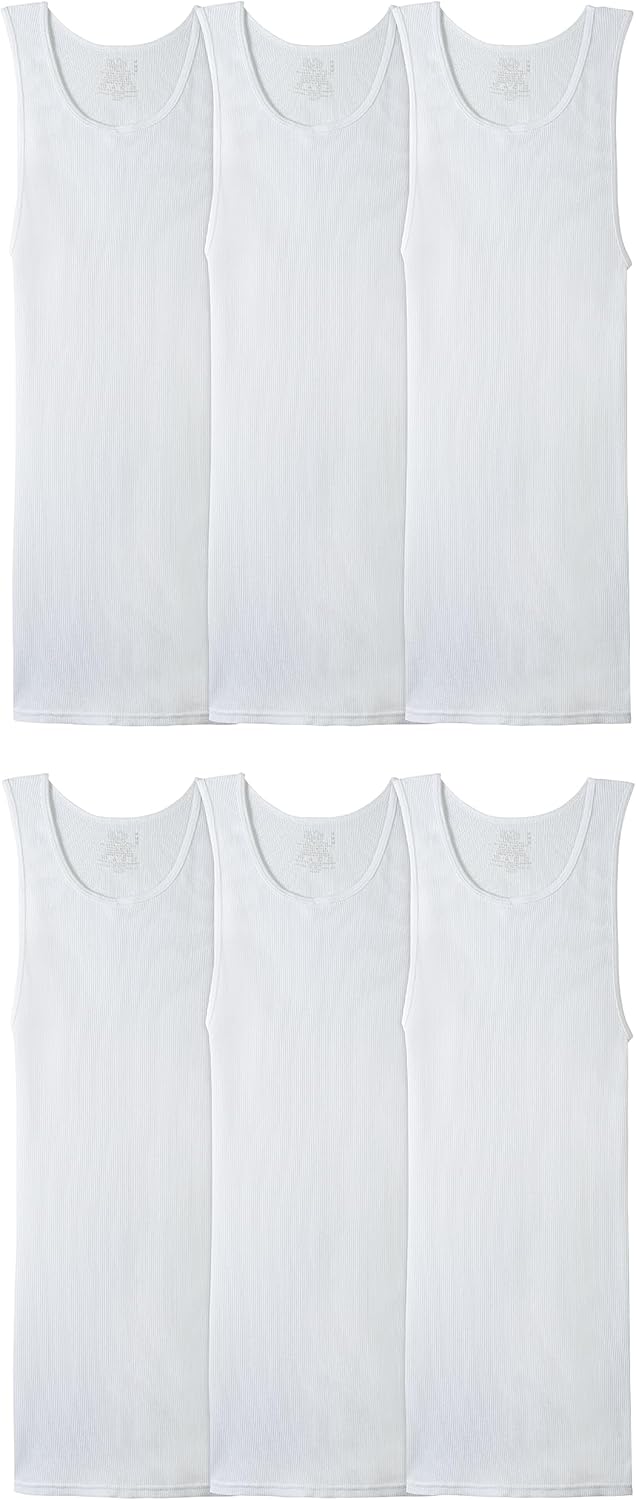 Fruit of the Loom Men’s Sleeveless Tag Free Moisture Wicking Tank A-Shirt