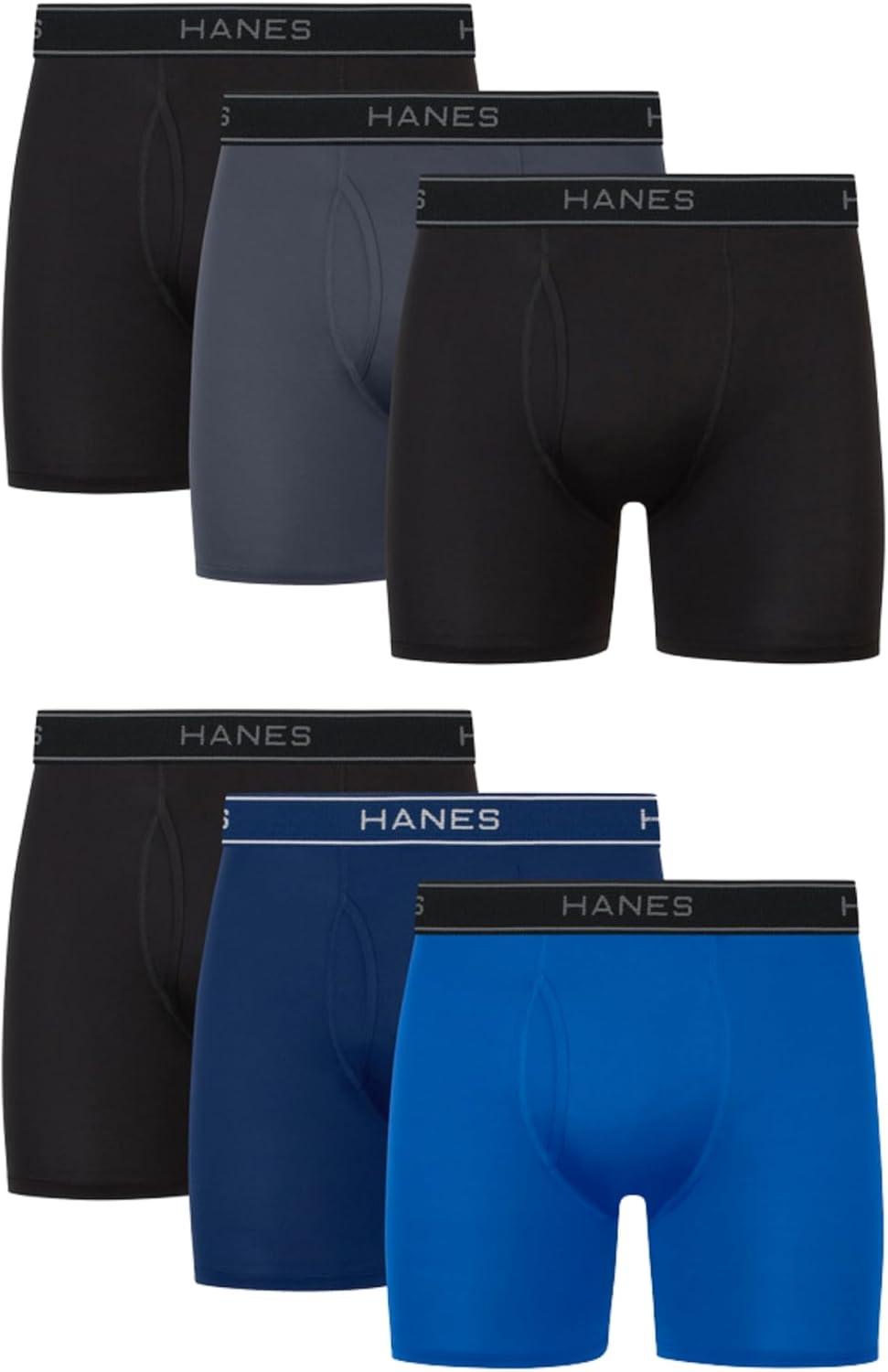 Hanes Men’s Value Performance Stretch Boxer Brief Underwear, Moisture-Wicking, 6-Pack